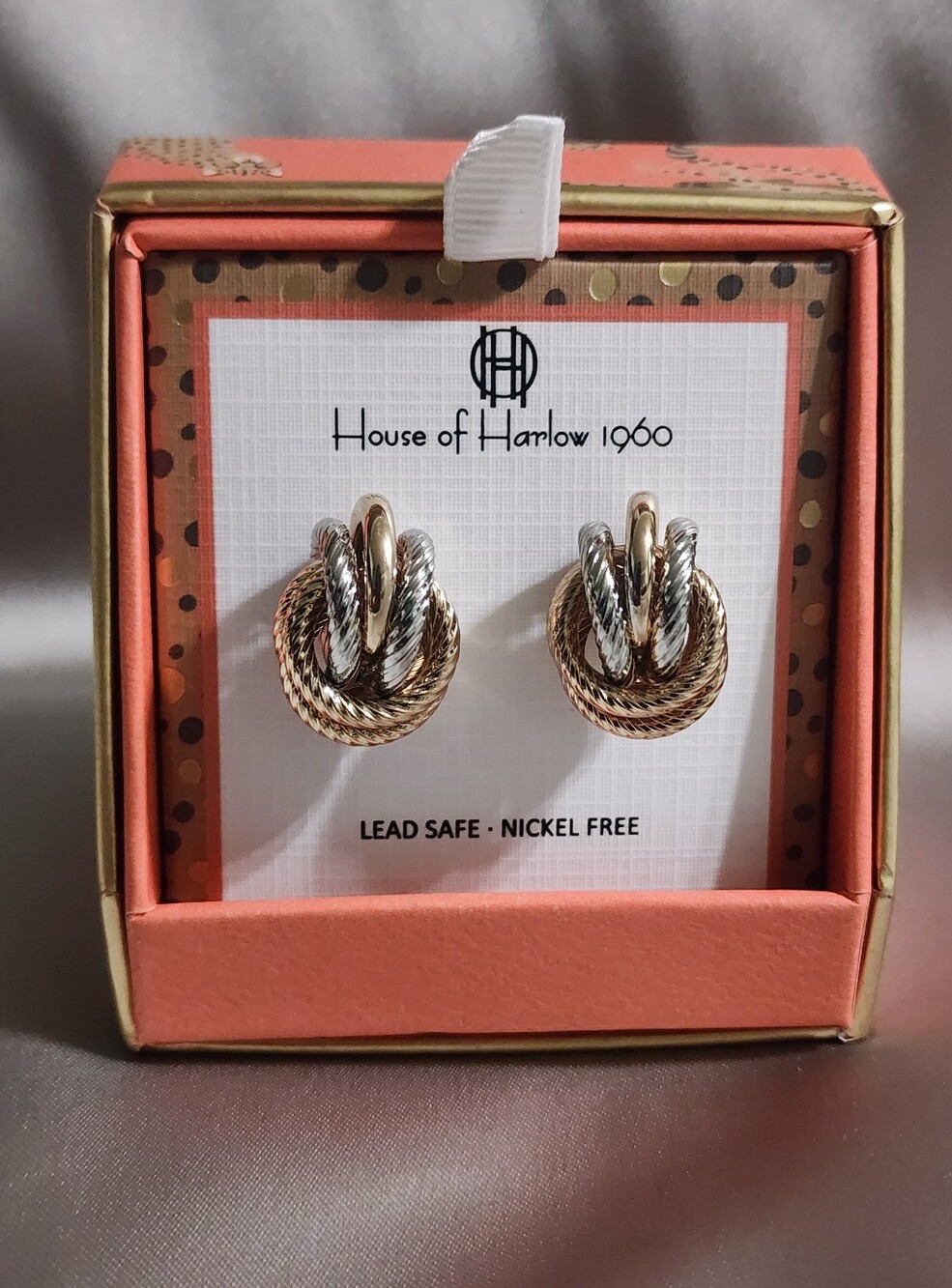 ✨️ House of Harlow 1960 Two-Tone Gold & Silver Twisted Knot Earrings- (NEW)